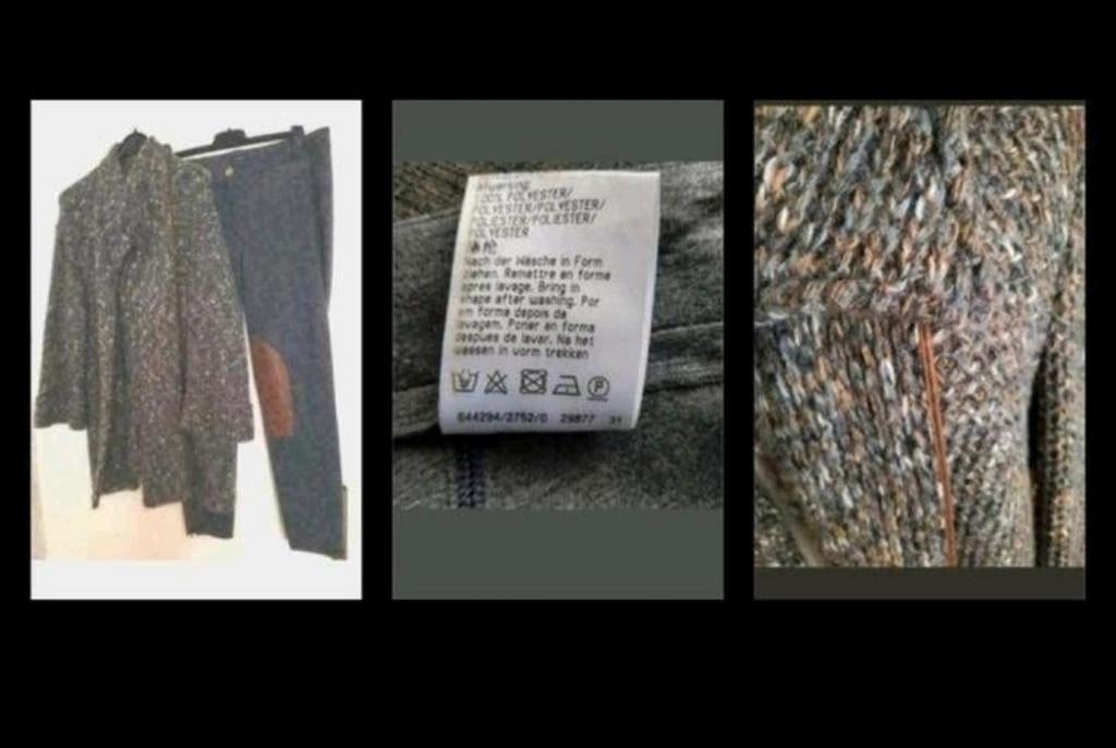 Grijsbruin mêlee vest met tricot broek van Hauber 42-44, Bruin, Maat 42/44 (L), Nieuw, Hauber