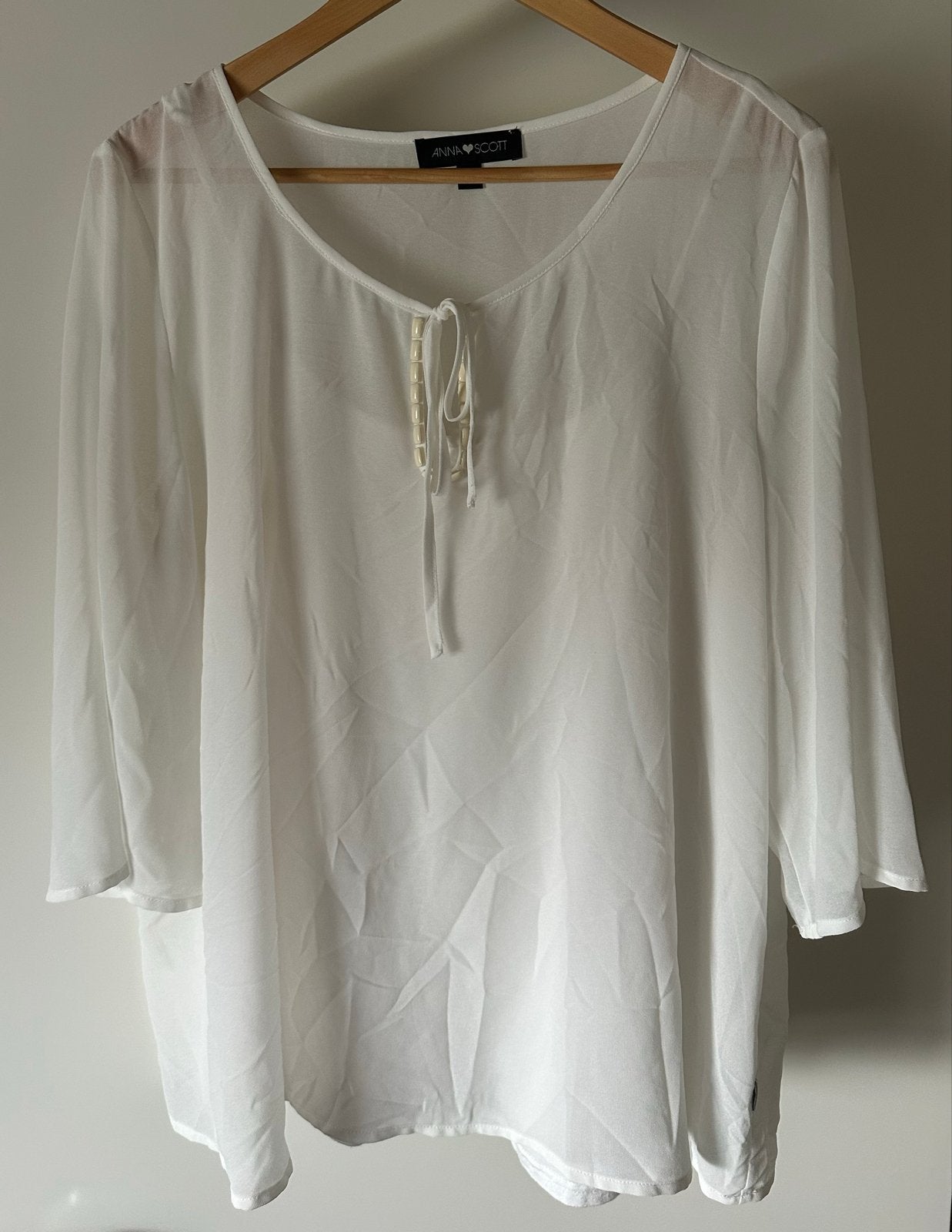 Witte Anna Scott blouse, maat XL, Kleding | Dames, Wit, Maat 46/48 (XL) of groter, Ophalen of Verzenden, Zo goed als nieuw