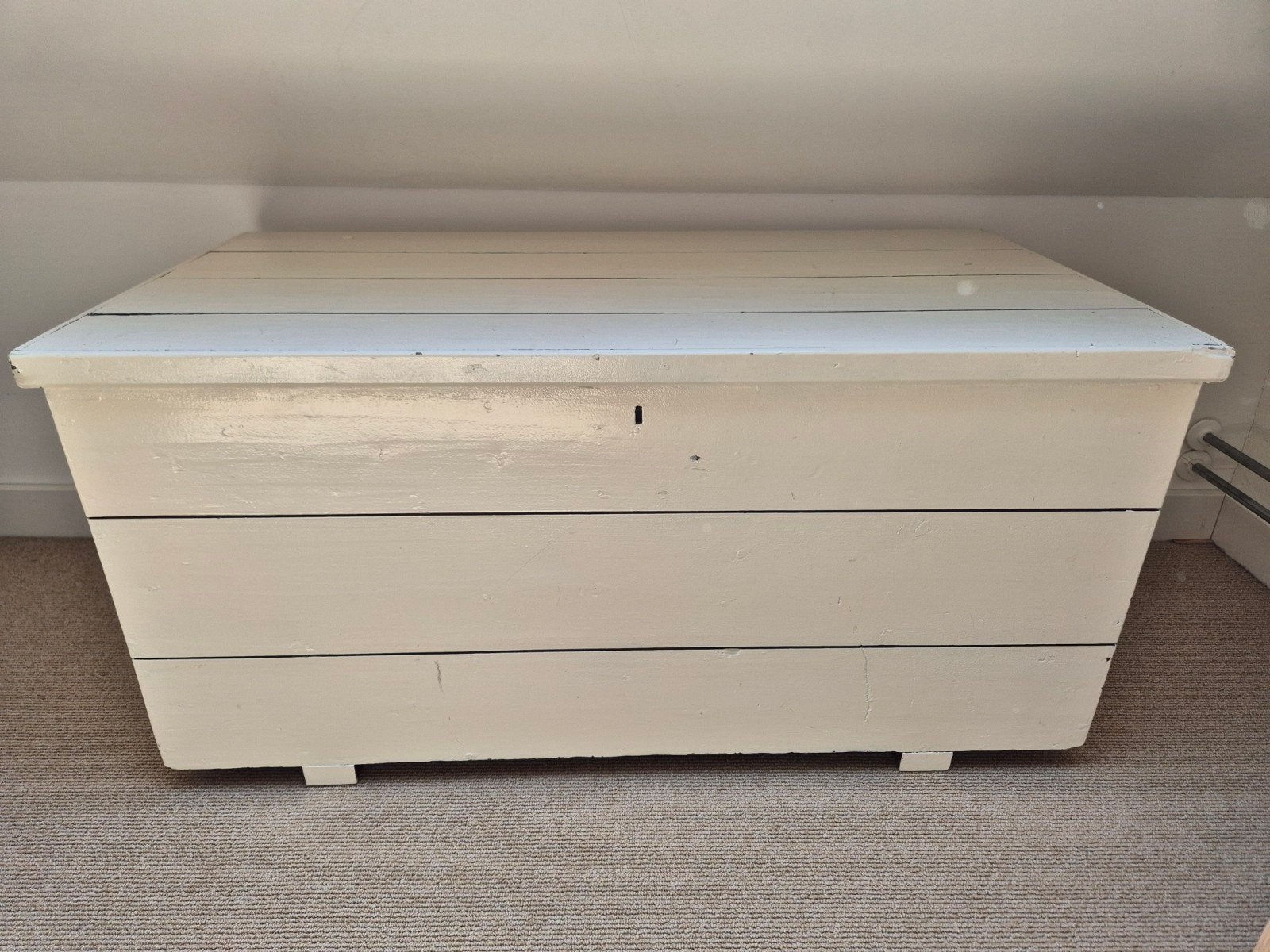 Vintage houten kist - Opbergkist - Wit geverfd, Ophalen of Verzenden, Gebruikt, 50 tot 100 cm