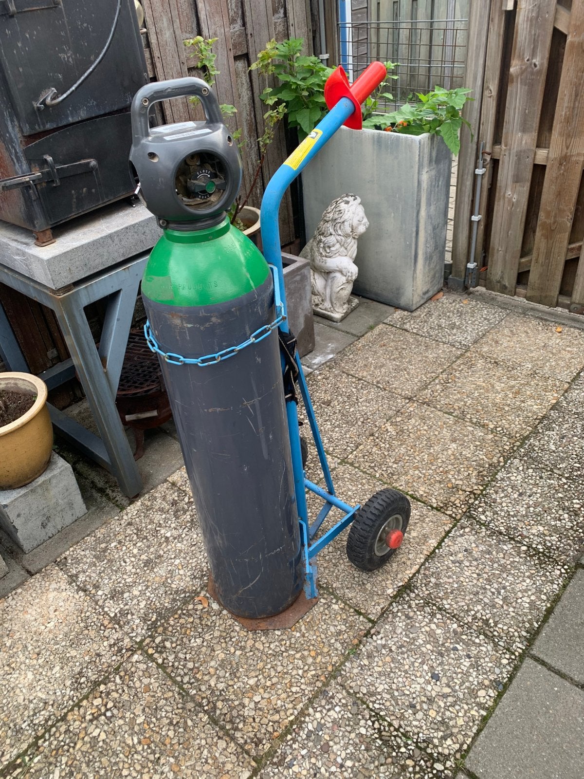 Argon gasfles 30 liter incl kar, Ophalen, Zo goed als nieuw