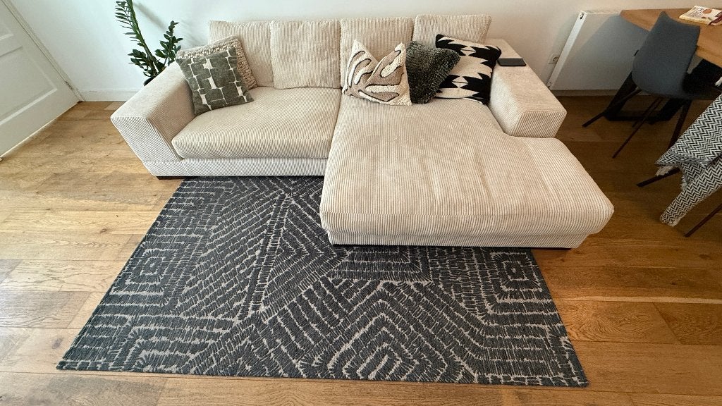 Vloerkleed grijs/crème – 153 x 229 cm, Ophalen, Modern, bohemian, geometrisch, 150 tot 200 cm, 200 cm of meer