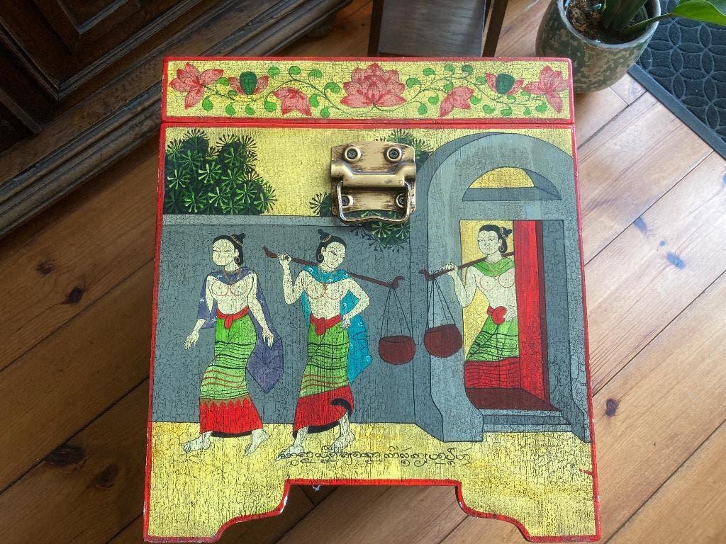 T.K. oude (Antieke) Kist uit Thailand / Birma, Antiek en Kunst, Ophalen