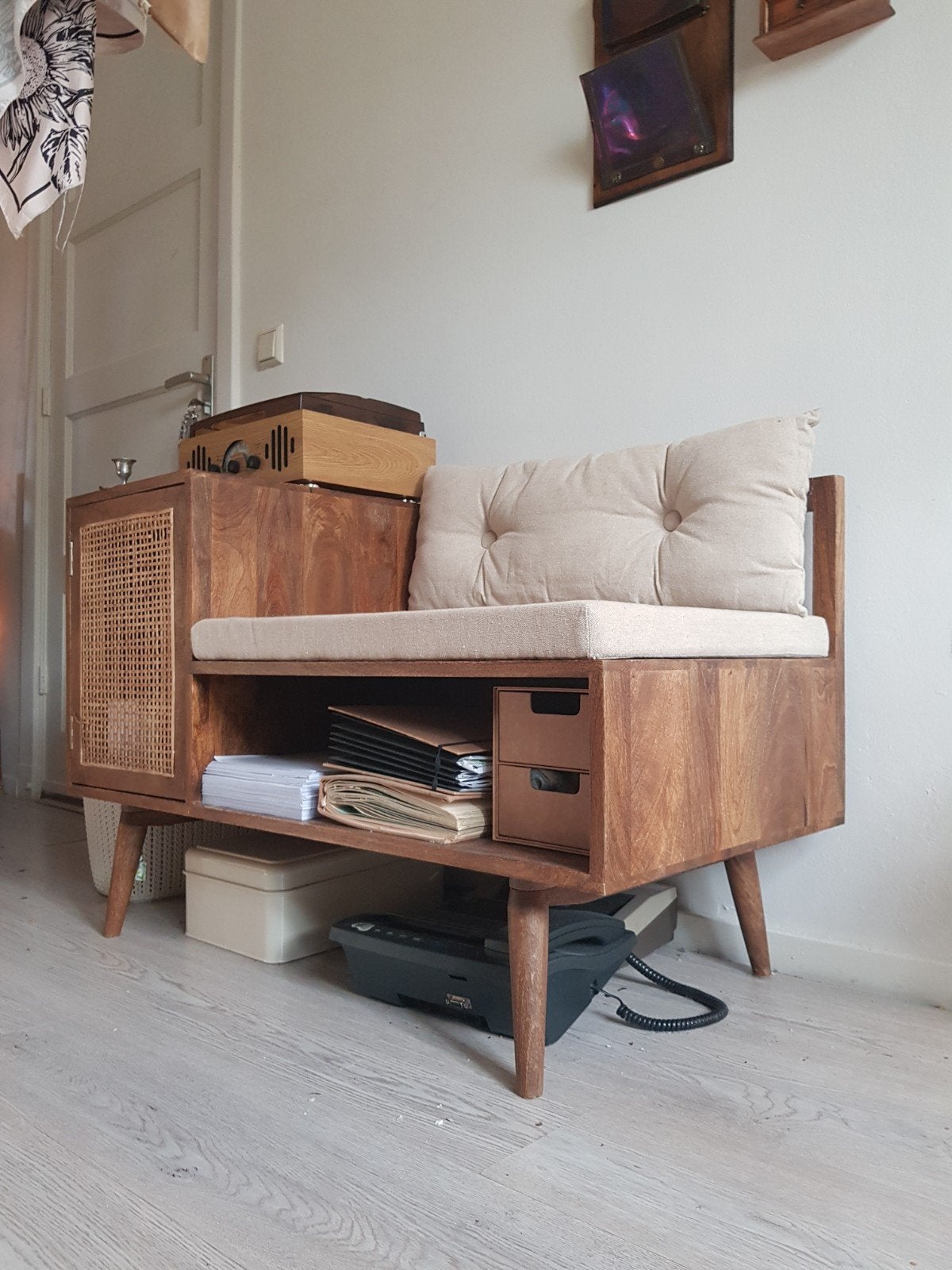 vintage houten telefoonbankje antiek, Antiek en Kunst, Antiek | Meubels | Stoelen en Banken, Ophalen
