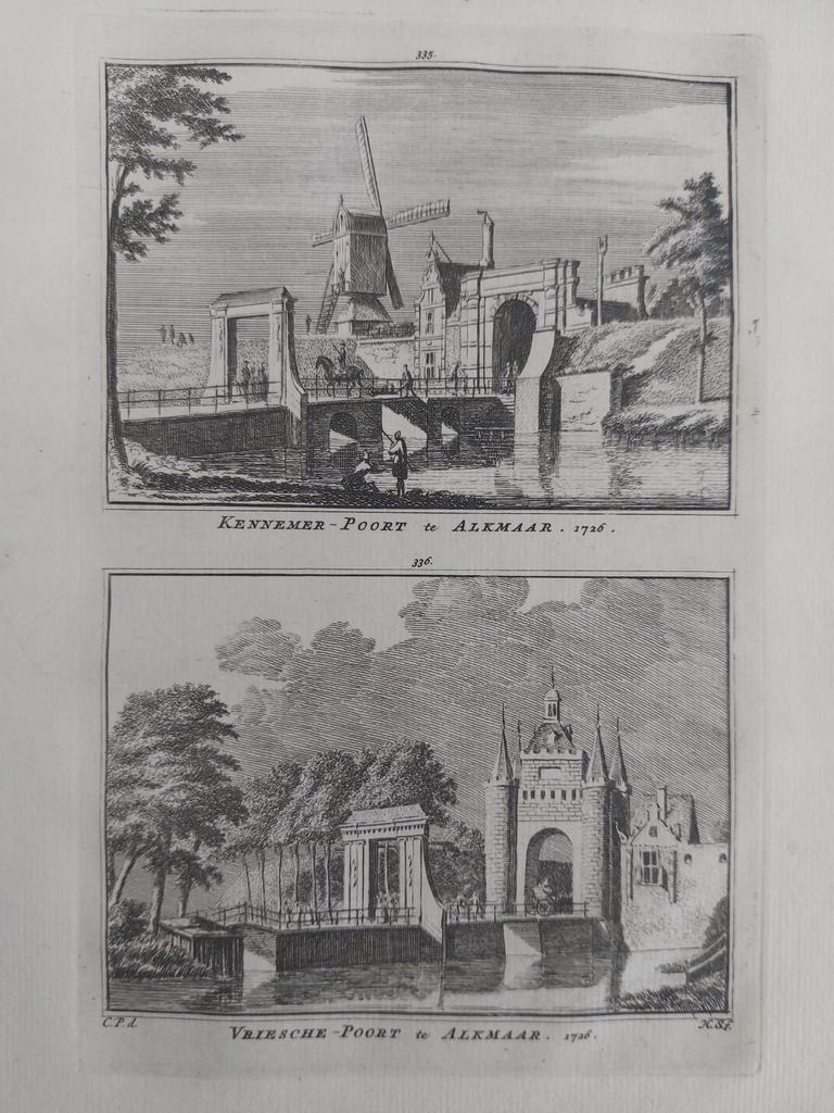 335-336 / Alkmaar Kennemer en Vriesche Poort Kopergravure, Ophalen of Verzenden