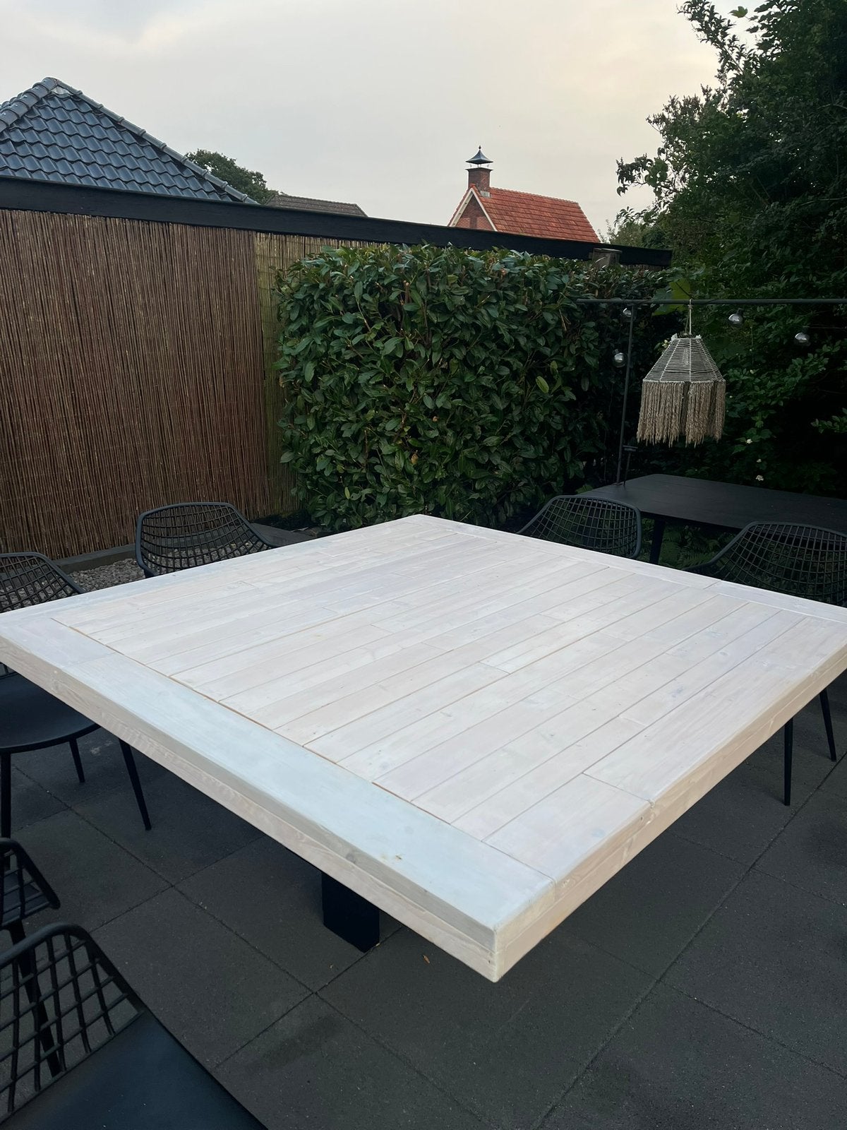 Grenen tuintafel, Ophalen, Zo goed als nieuw, Vierkant, Hout