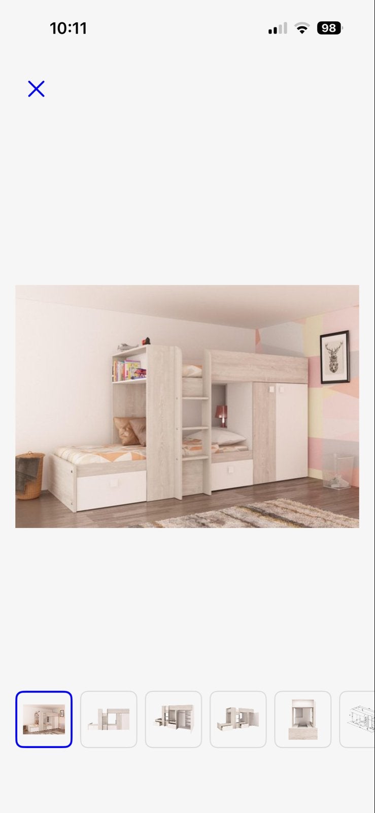 Stapelbed Maxim - Wit met opbergruimte en kledingkast, Ophalen, 90 cm, 160 tot 180 cm, Tweepersoons