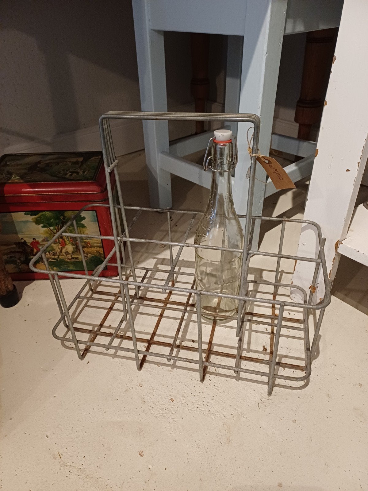 Brocante Zinken Flessen Houder, Ophalen of Verzenden