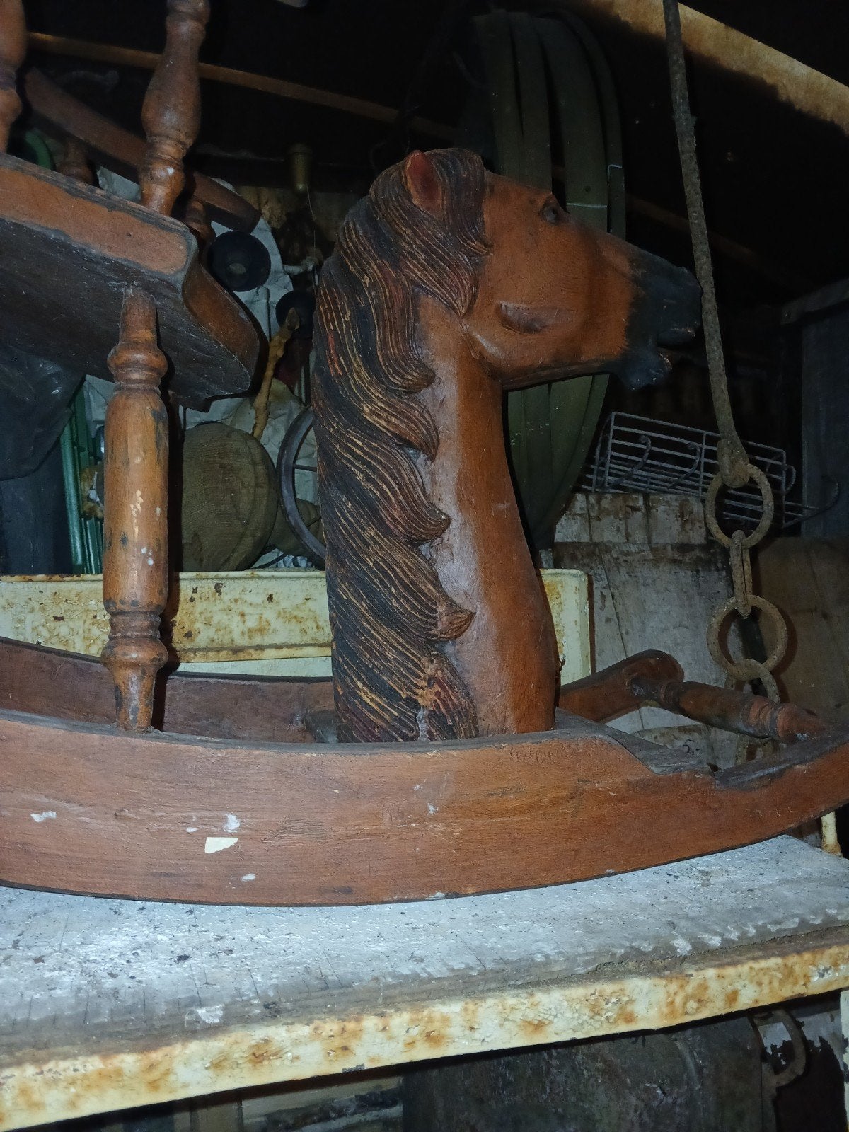 Antiek houten hobbelpaard met paardenhoofd paard speelgoed, Ophalen