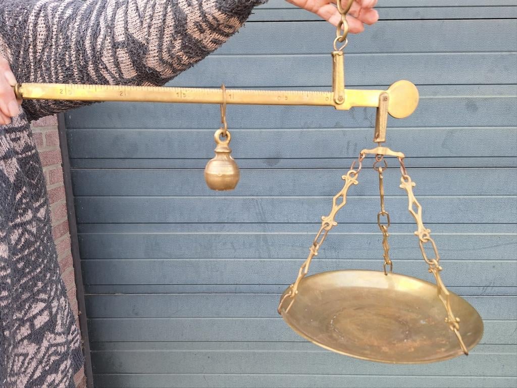 Antieke koperen unster weegschaal, Antiek en Kunst, Ophalen of Verzenden