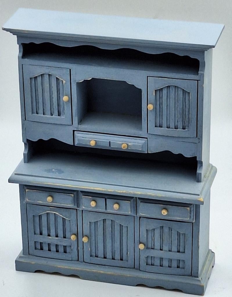 Keukenkast blauw geverfd voor het poppenhuis, Ophalen of Verzenden, Gebruikt, Poppenhuis