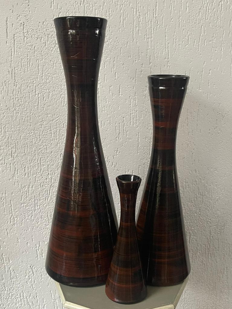 Set van 3 zware glazen vazen, Huis en Inrichting, Woonaccessoires | Vazen, Gebruikt, Overige kleuren, 50 tot 75 cm, Ophalen of Verzenden