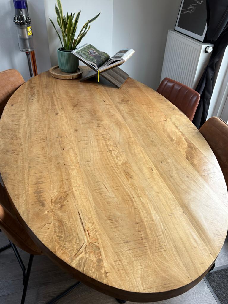 Mangohouten eettafel ovaal 200x110cm, Huis en Inrichting, 100 tot 150 cm, 200 cm of meer, Ophalen of Verzenden, Zo goed als nieuw