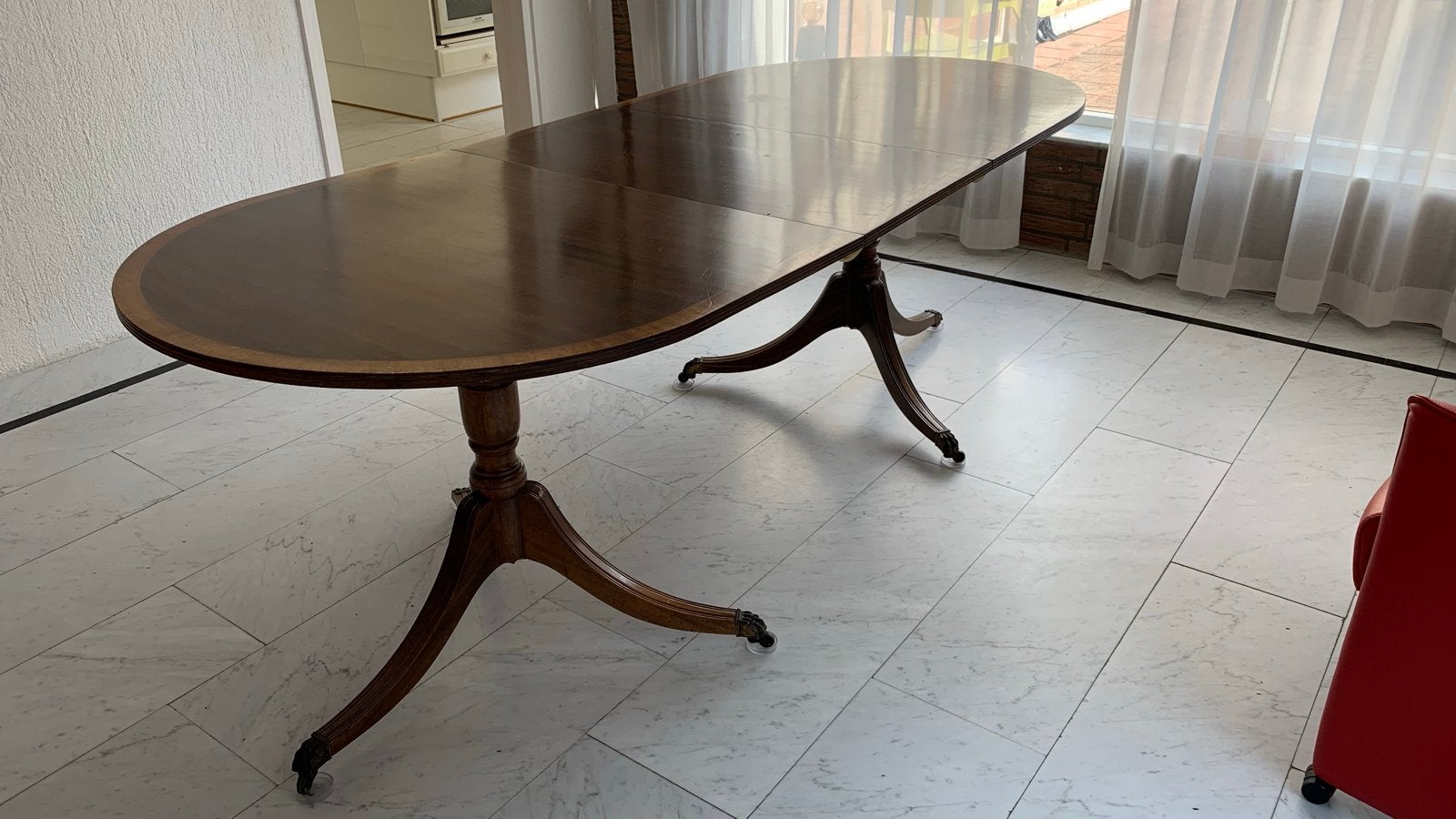 Antieke Mahonie Eettafel met Los Tussenblad, Antiek en Kunst, Ophalen