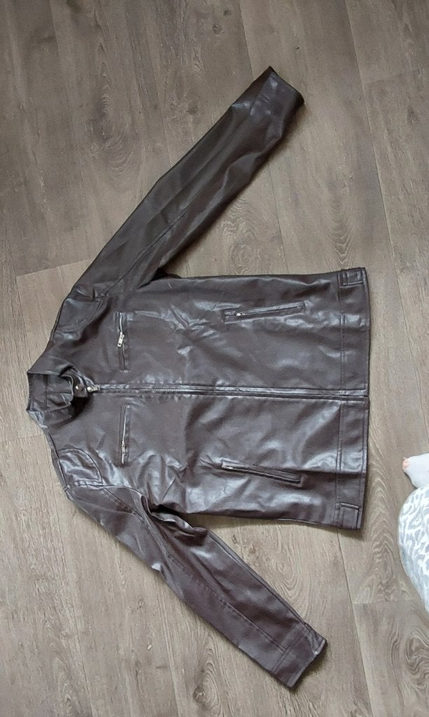 Mooie leren jas heren, Ophalen, Nieuw, Maat 46 (S) of kleiner, Bruin