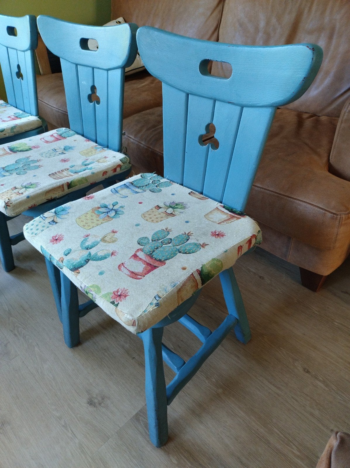 4 eetkamer stoelen, Ophalen, Gebruikt, Blauw, Vier