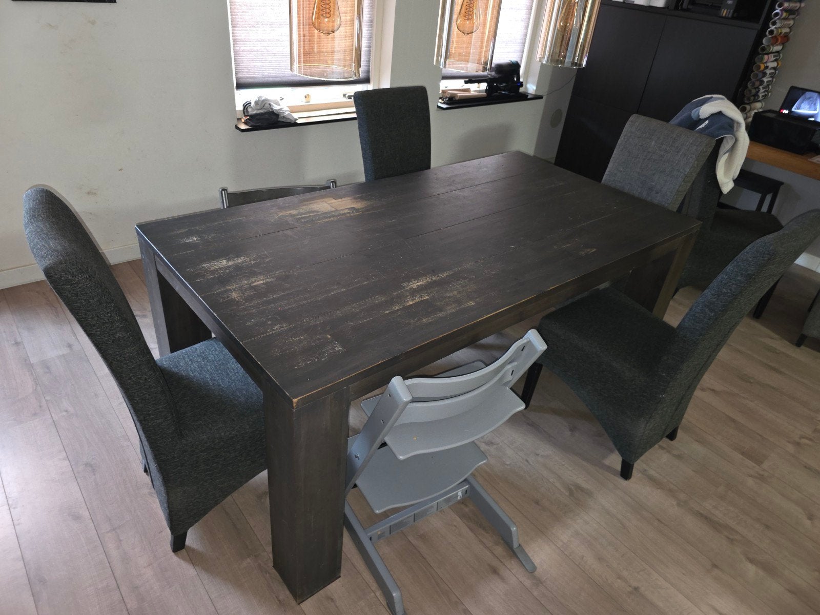 Eikenhouten eettafel , tv meubel,  bureaublad., Huis en Inrichting, Ophalen, Gebruikt, 150 tot 200 cm, Eikenhout