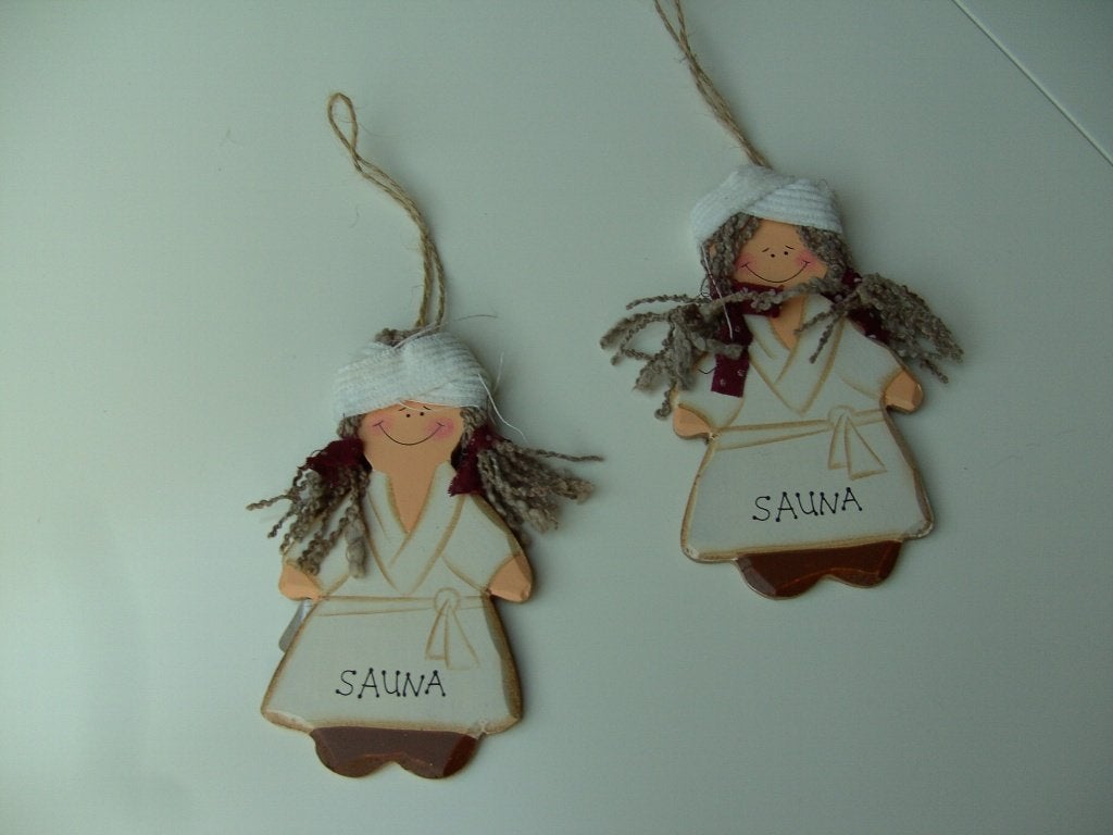 DAME IN BADJAS MET OPSCHIFT SAUNA HOUT NIEUWs, -, -, Nieuw, Ophalen of Verzenden