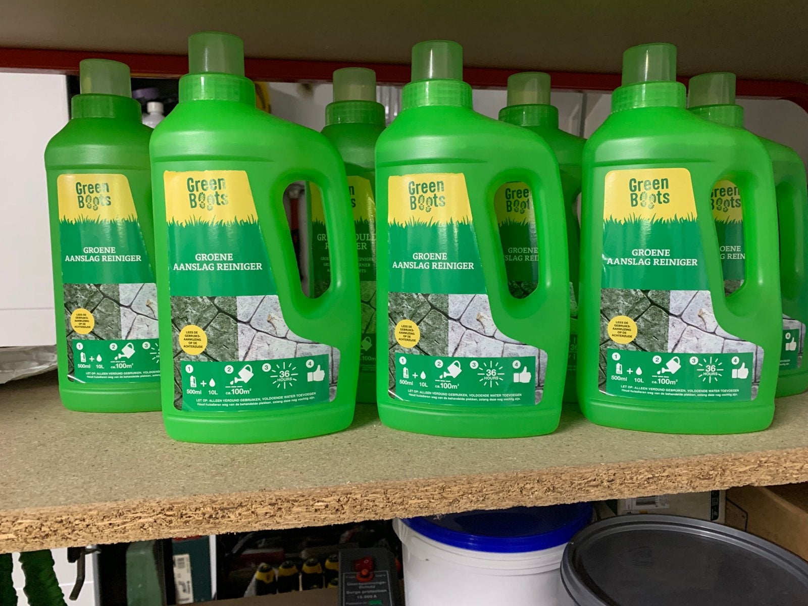 Green Boots Groene Aanslagreiniger 1L - Nieuw 7 flessen!!, Tuin en Terras, Ophalen, Nieuw, Aanslagreiniger