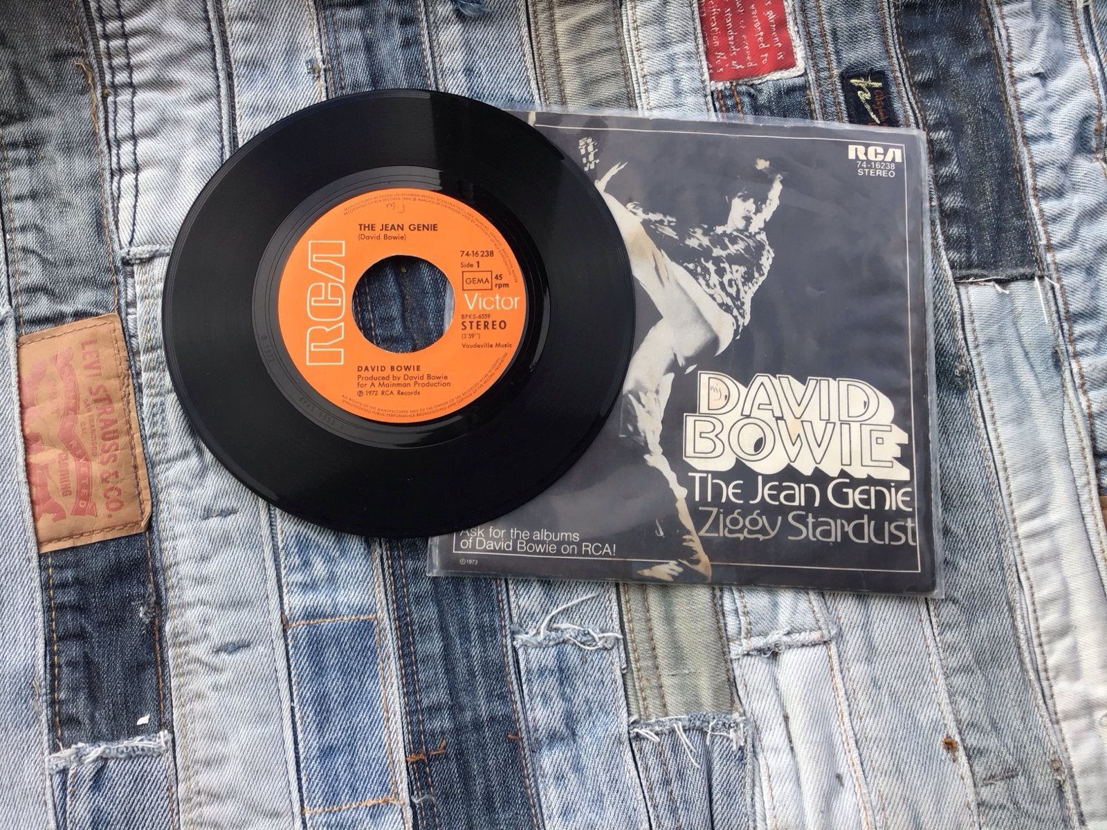 David Bowie - The Jean Genie / Ziggy Stardust 7 inch vinyl, Gebruikt, 7 inch, Pop, EP
