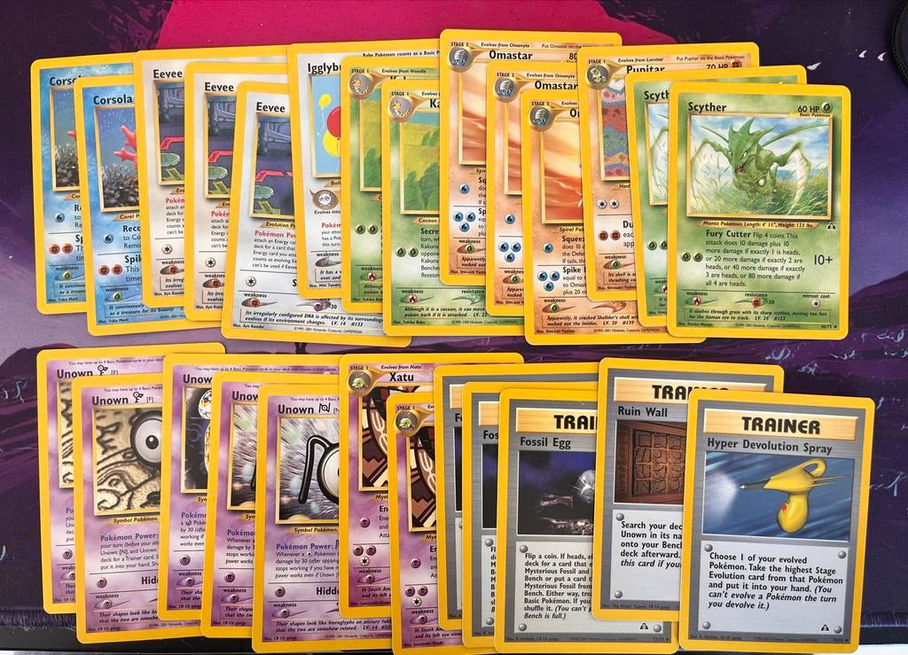 Pokémon TCG Neo Discovery - 80 kaarten (NM-EX) Wobbuffet, Ophalen of Verzenden, Gebruikt, Meerdere kaarten, Foil