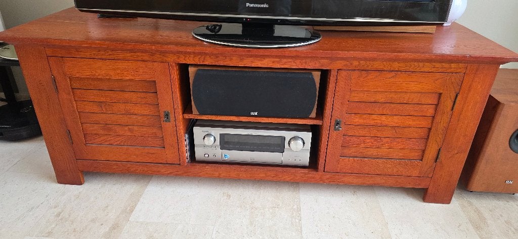 Houten tv-meubel met opbergruimte, Ophalen, Gebruikt, 150 tot 200 cm, Minder dan 100 cm