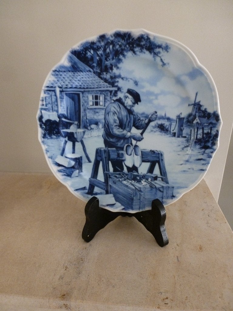 Delfts Blauw Wandbord Klompenmaker - Handgedecoreerd, Antiek en Kunst, Ophalen of Verzenden