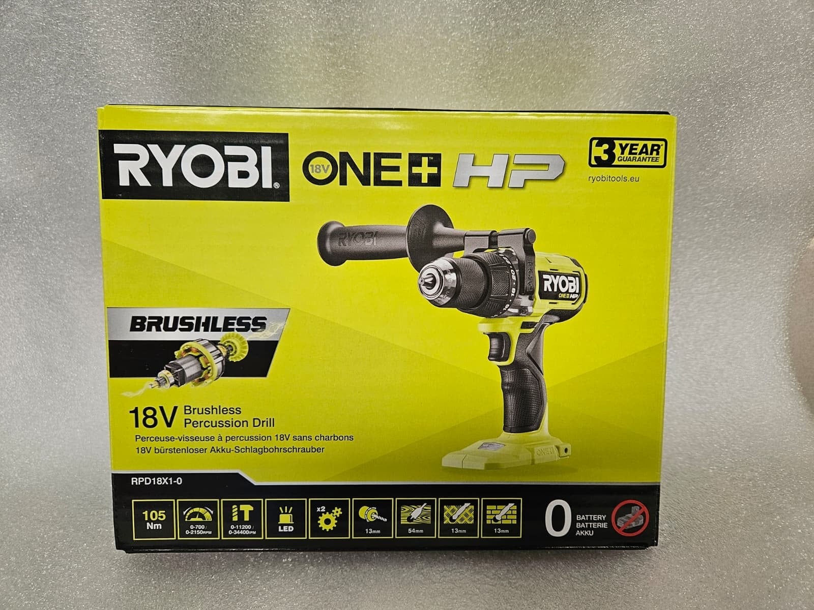 Ryobi ONE+ HP 18V Brushless Klopboormachine RPD18X1-0, 600 watt of meer, Nieuw, Ophalen of Verzenden, Boor- en Schroefmachine