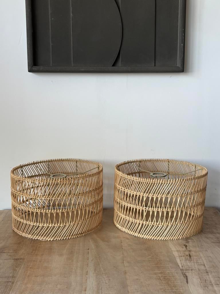 BOHO Rieten Lampenkappen, Ophalen of Verzenden, Zo goed als nieuw, Rond, Minder dan 25 cm