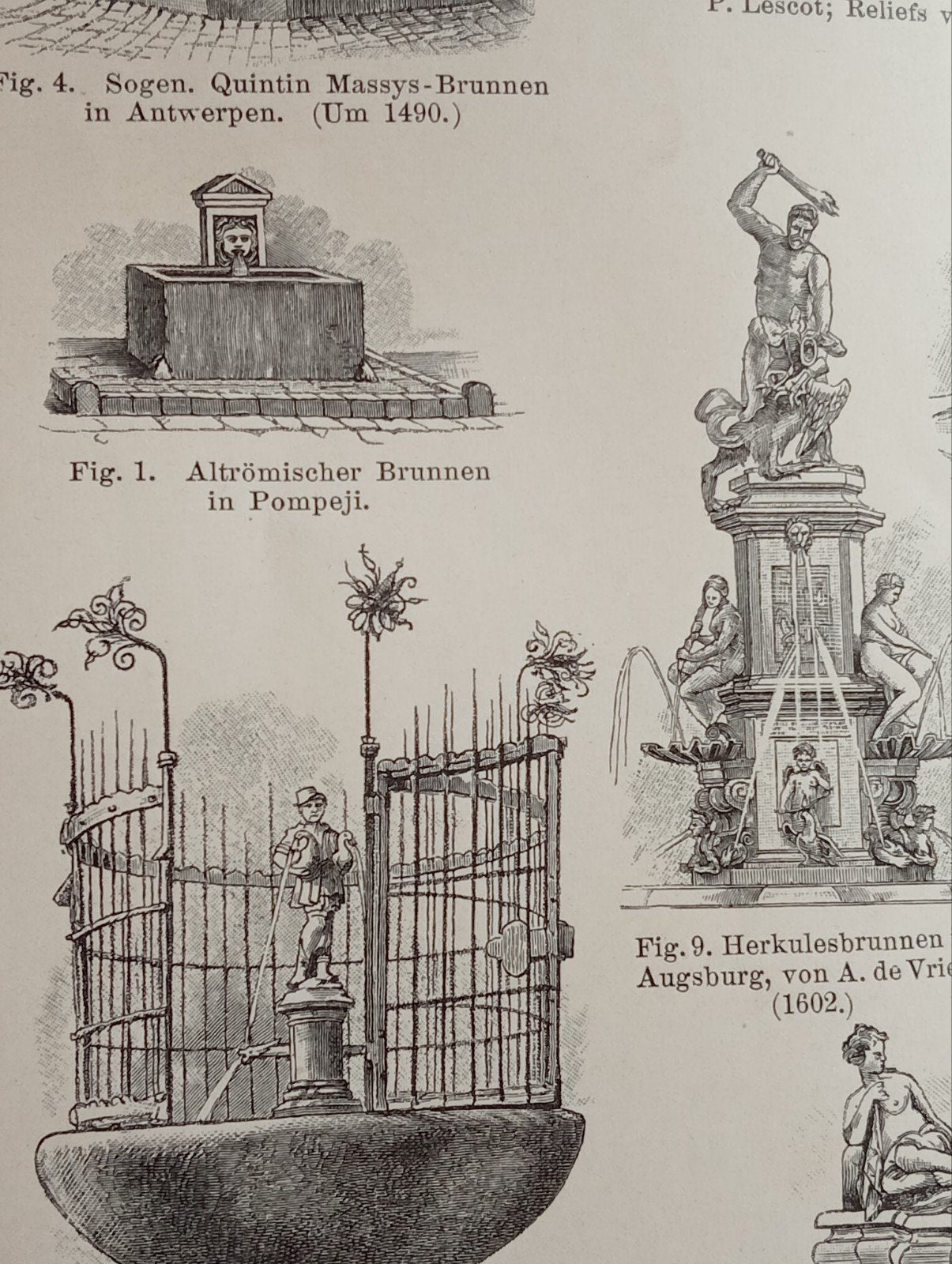 19e eeuwse gravure Fonteinen 1895, Ophalen of Verzenden