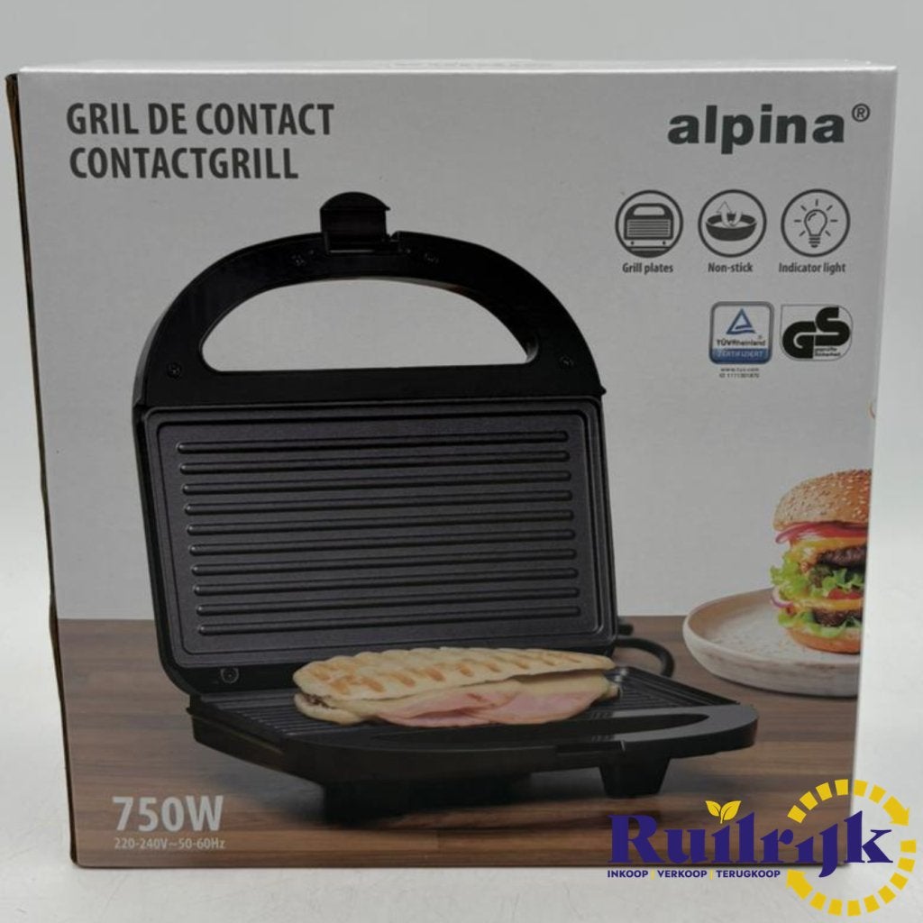 Alpina Contactgrill 750W Tosti panini vlees - Nieuw in doos, Witgoed en Apparatuur, Ovens, Flex Ltd., Zo goed als nieuw, https://flex.com/contact-us