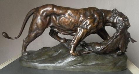 Ik zoek een bronzen leeuw tijger panter, Antiek en Kunst, Antiek | Koper en Brons, Ophalen, Brons