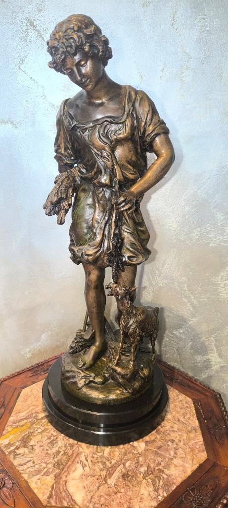 Hippolyte Moreau zamak beeld h 60 cm, Antiek en Kunst, Ophalen