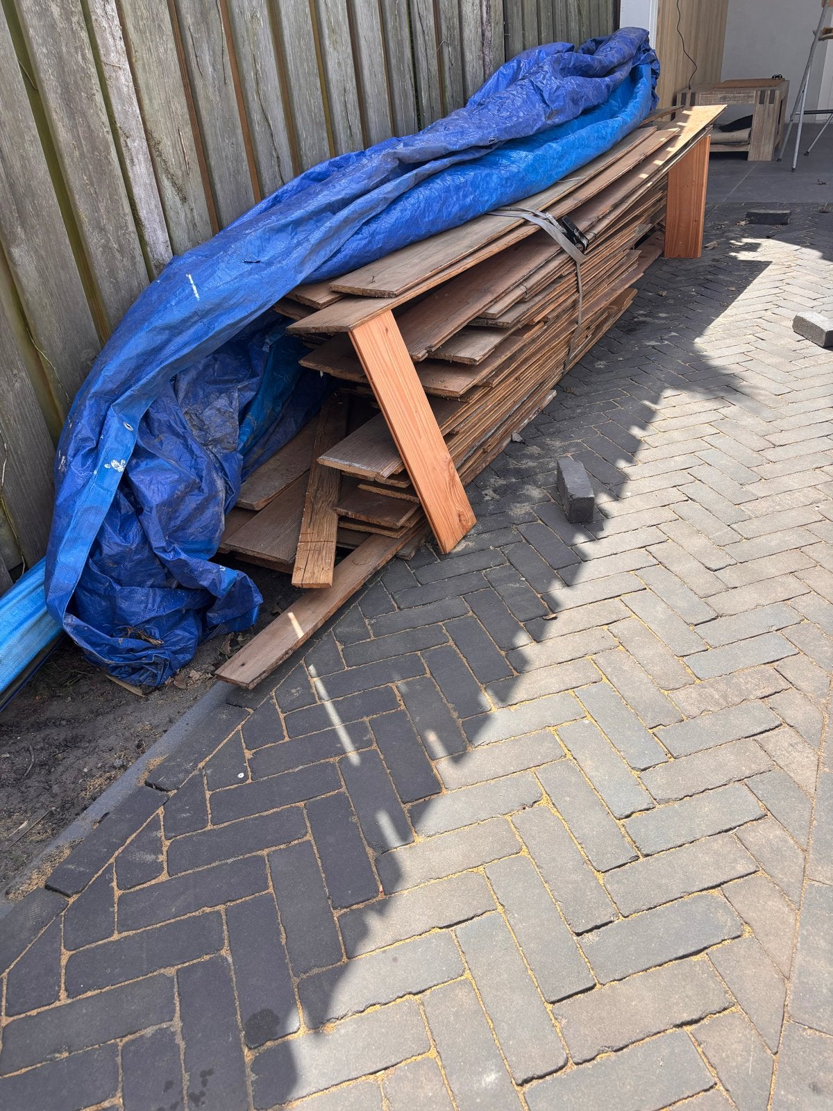 Oude eiken houten vloerdelen - 25m², 15mm dik, Doe-het-zelf en Verbouw, Vloerdelen en Plavuizen, Ophalen, Gebruikt, Vloerdelen of -planken