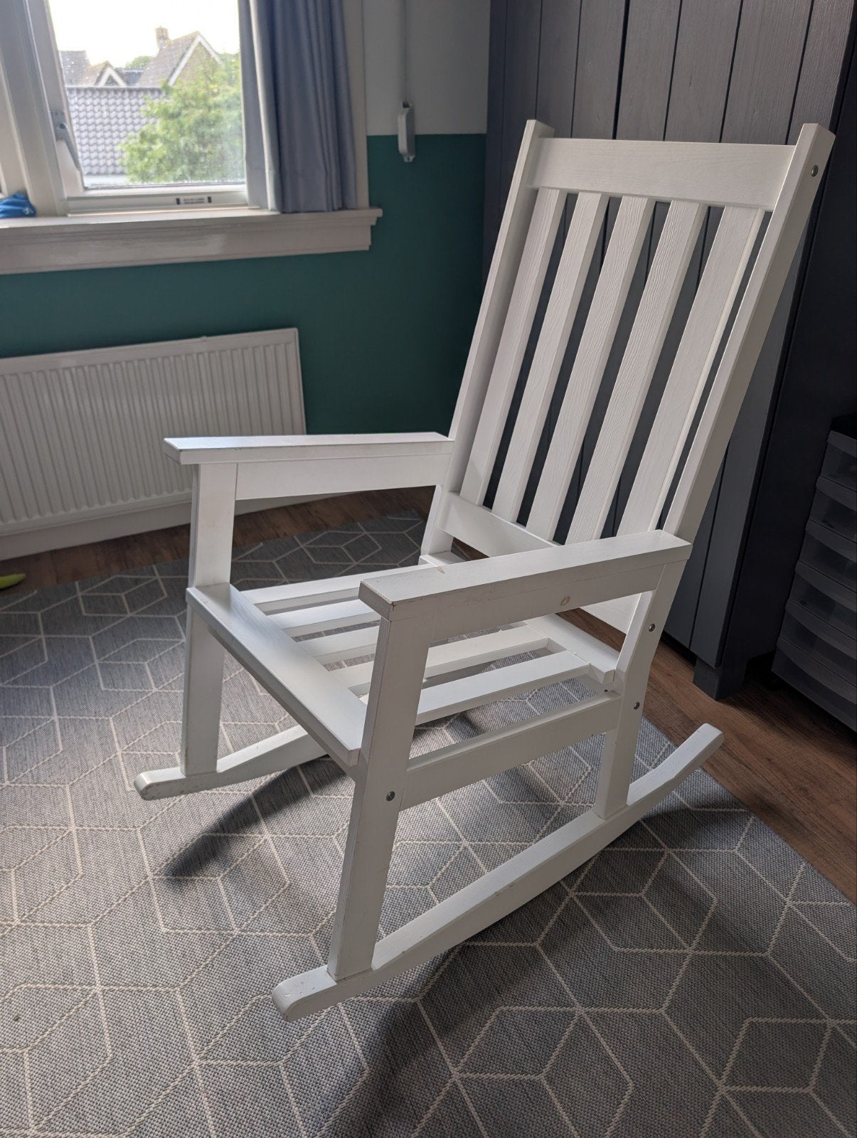 Houten Schommelstoel, Huis en Inrichting, Ophalen, Gebruikt, Wit, Eén