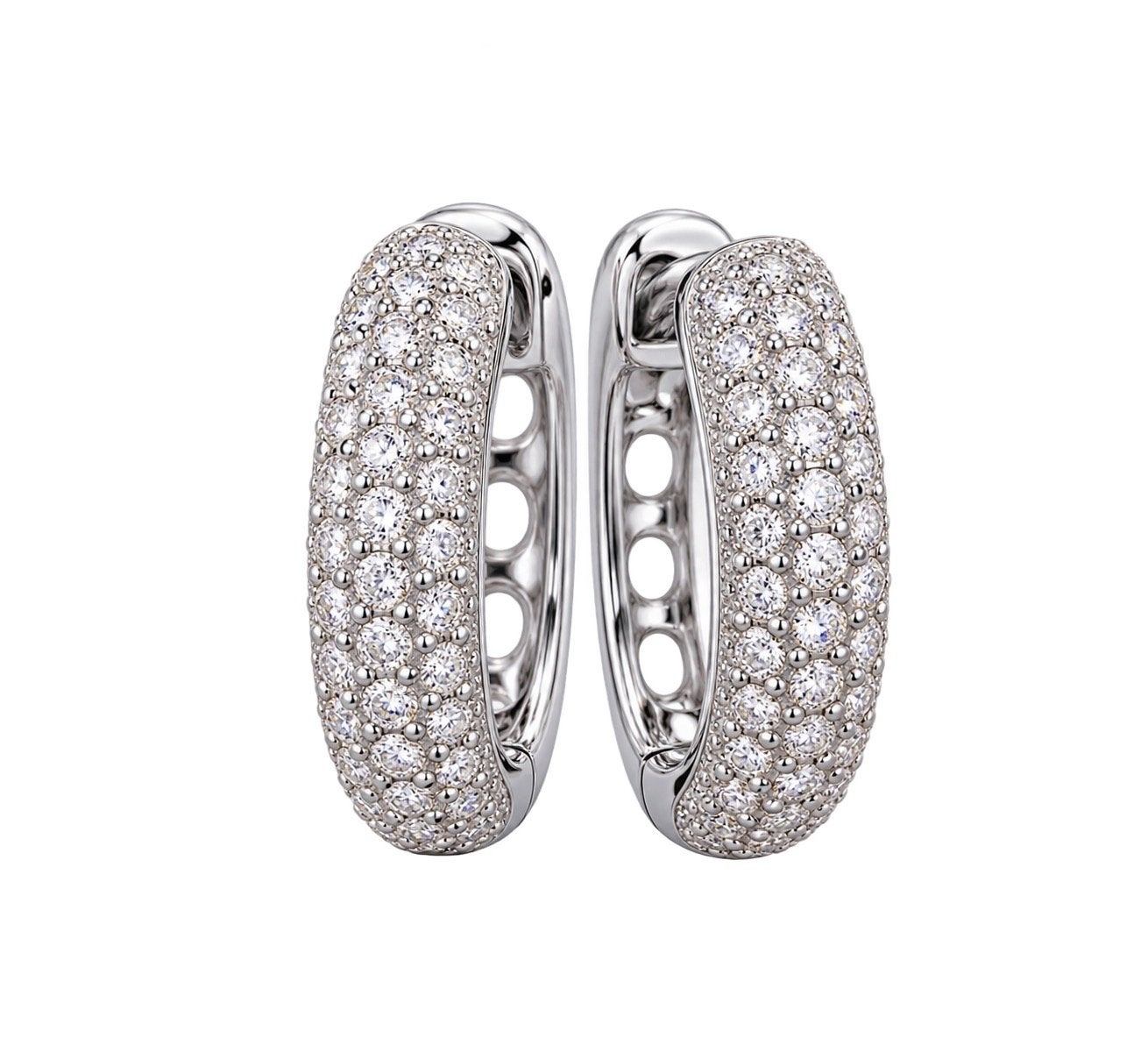 18k Witgouden Oorbellen met 1.75 ct Diamanten, Hangers, Nieuw, Ophalen of Verzenden, Met edelsteen