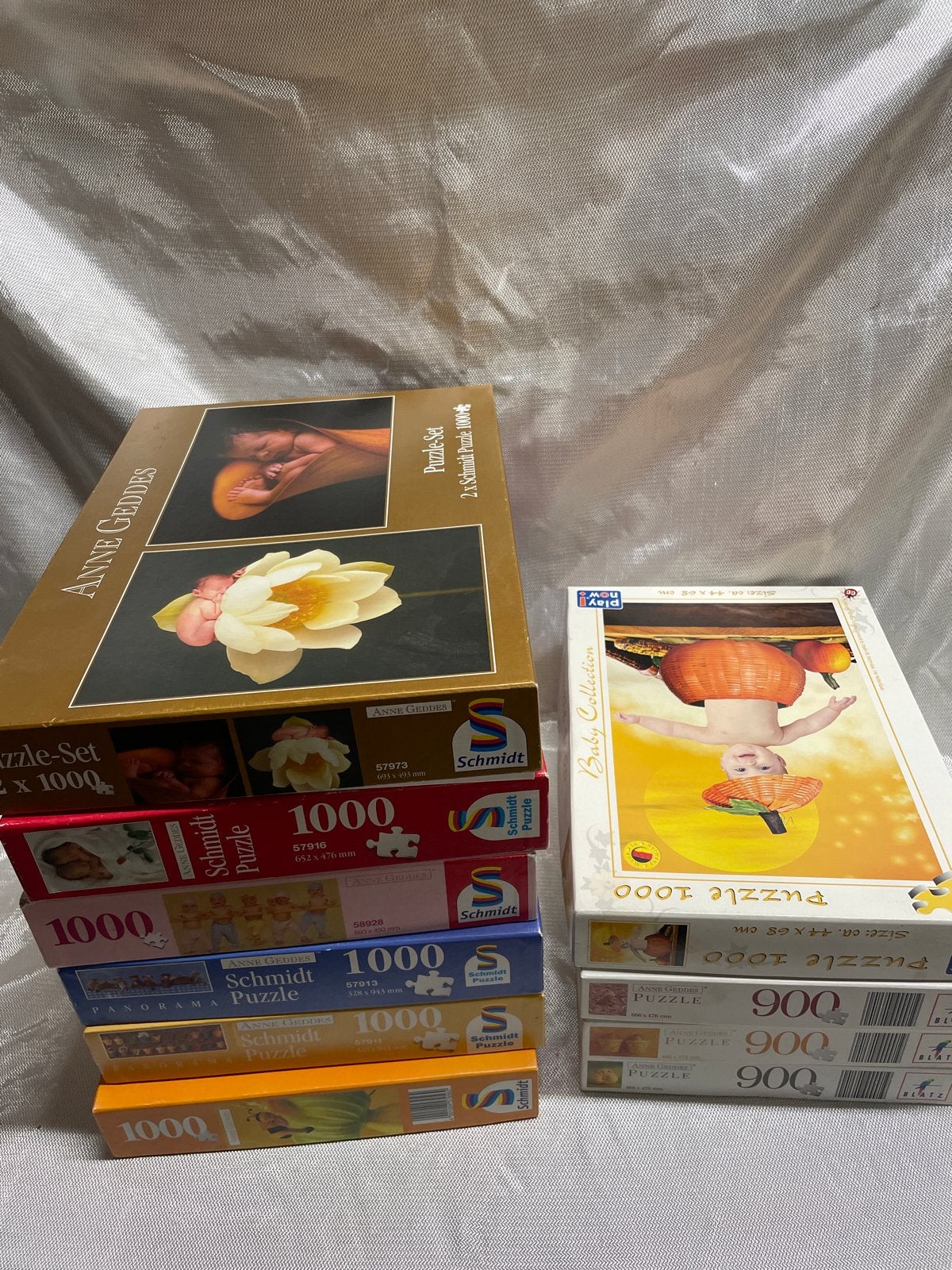 10 Anne Geddes Puzzels - Schmidt Puzzle 900/1000 stukjes, Ophalen, 500 t/m 1500 stukjes, Gebruikt