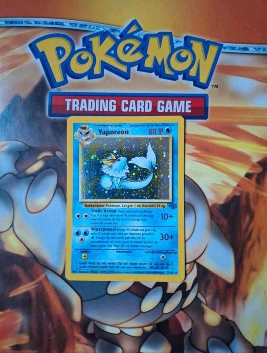 Vaporeon 12/64 holo rare Jungle base set pokemon kaart, Ophalen of Verzenden, Gebruikt, Losse kaart, Foil