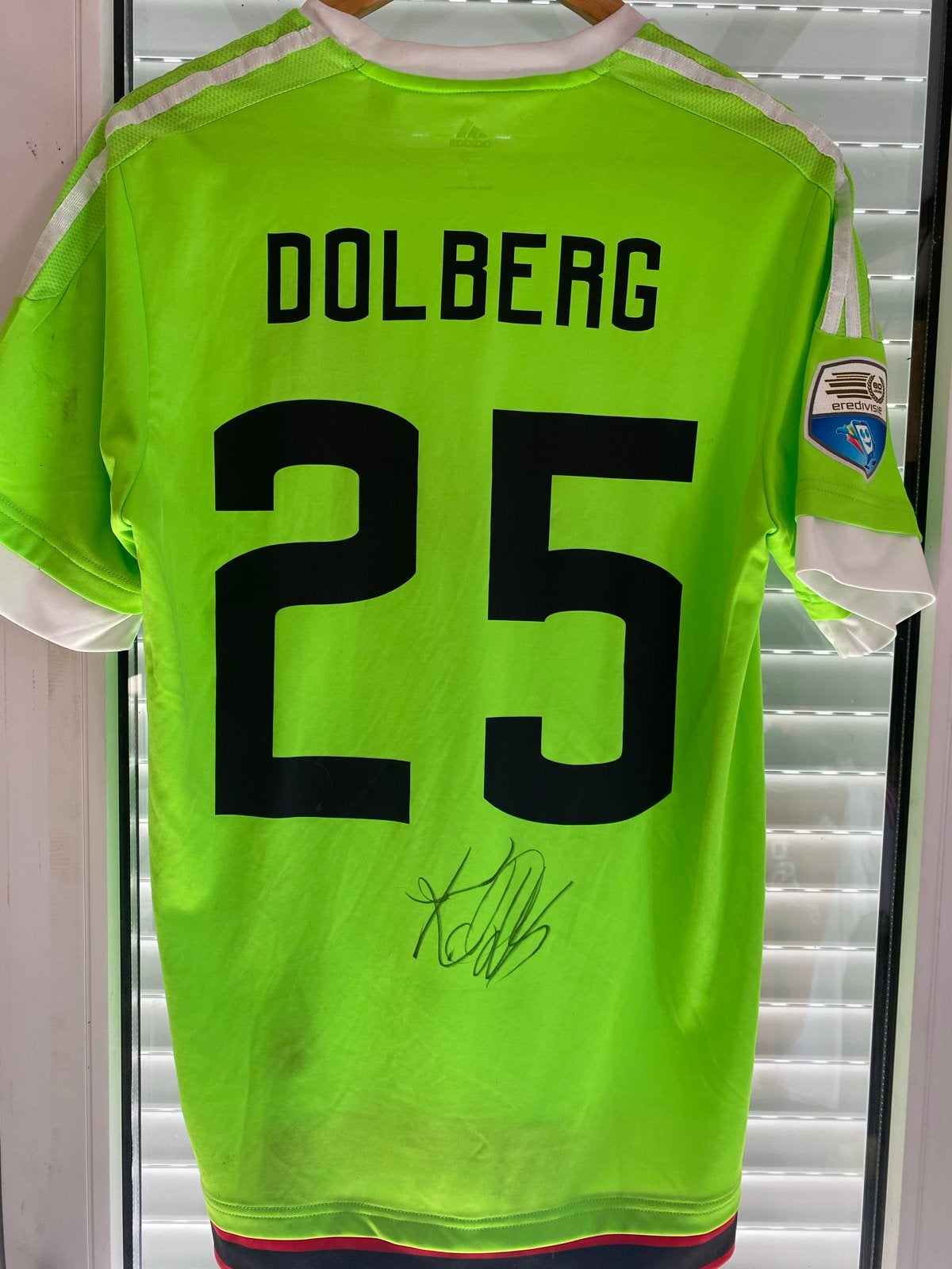 Ajax eenmalig Dolberg 25 gesigneerd shirt  Matchworn, Maat L, Ophalen of Verzenden, Zo goed als nieuw, Shirt
