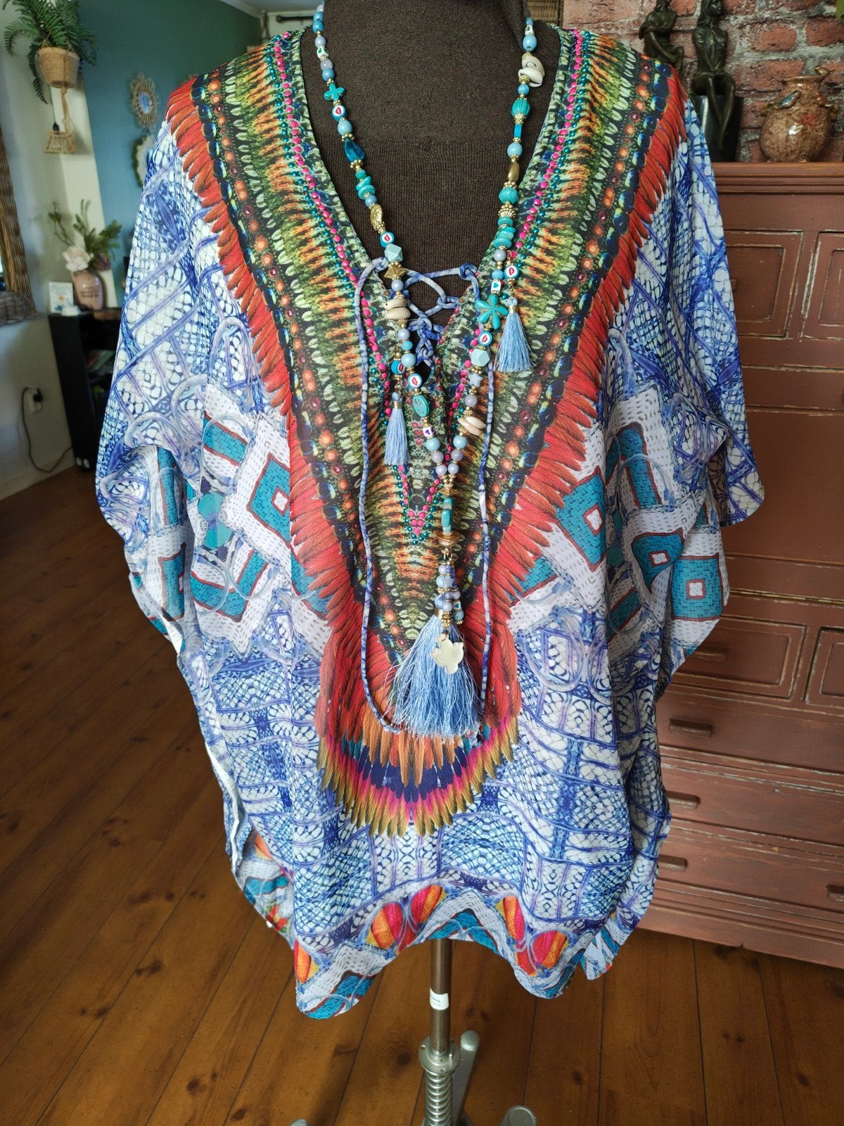 tuniek Ibiza boho stijl maat m l xl, Ophalen of Verzenden, Zo goed als nieuw, Maat 42/44 (L)