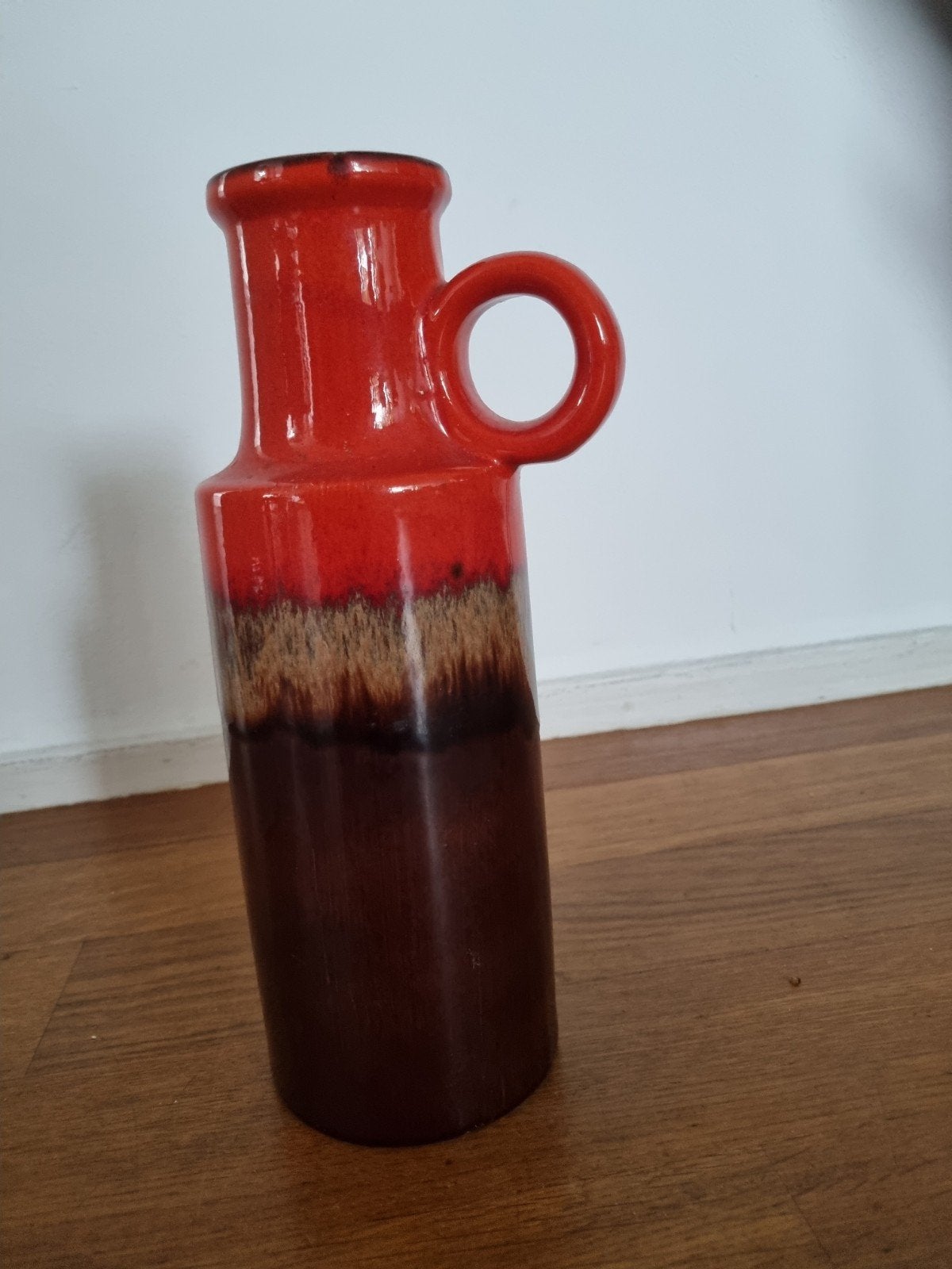 Vintage West Germany Keramiek Vaas Rood/Bruin, Ophalen of Verzenden