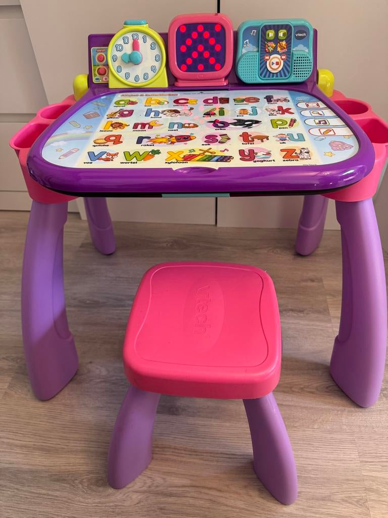 VTech Magisch Speel- en LeerBuro Roze - Compleet met kaarten, Ophalen, Zo goed als nieuw, Taal en Lezen, Met geluid