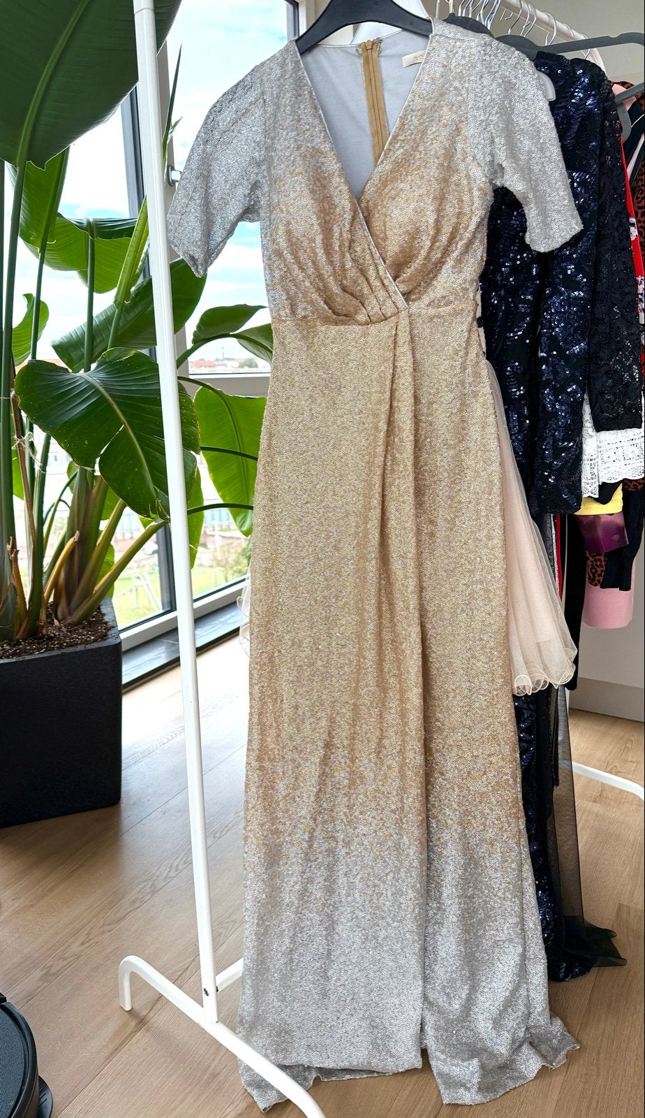 Gouden Galajurk met Pailletten - Maat XS, Kleding | Dames, Ophalen of Verzenden, Zo goed als nieuw, Maat 34 (XS) of kleiner, Goud