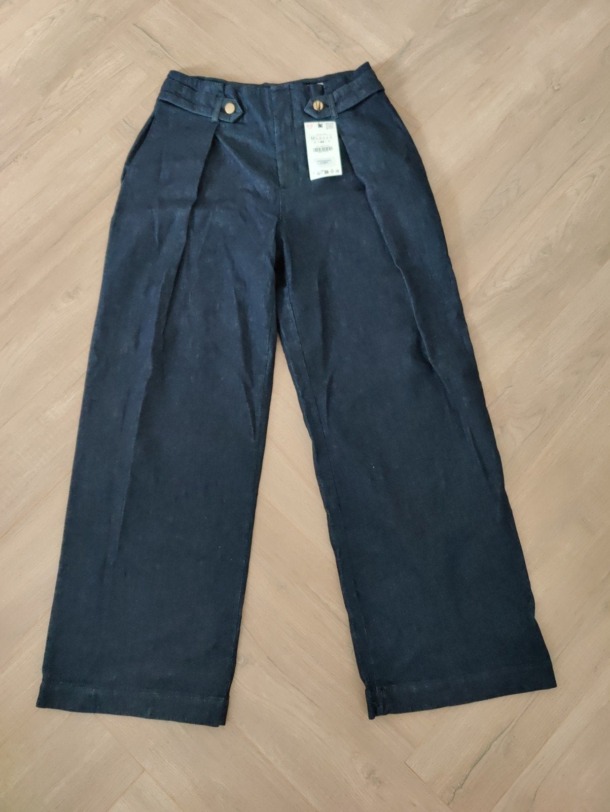 Zara wijde broek met hoge taille en plooien, Maat 38/40 (M), Zara, Nieuw, Lang