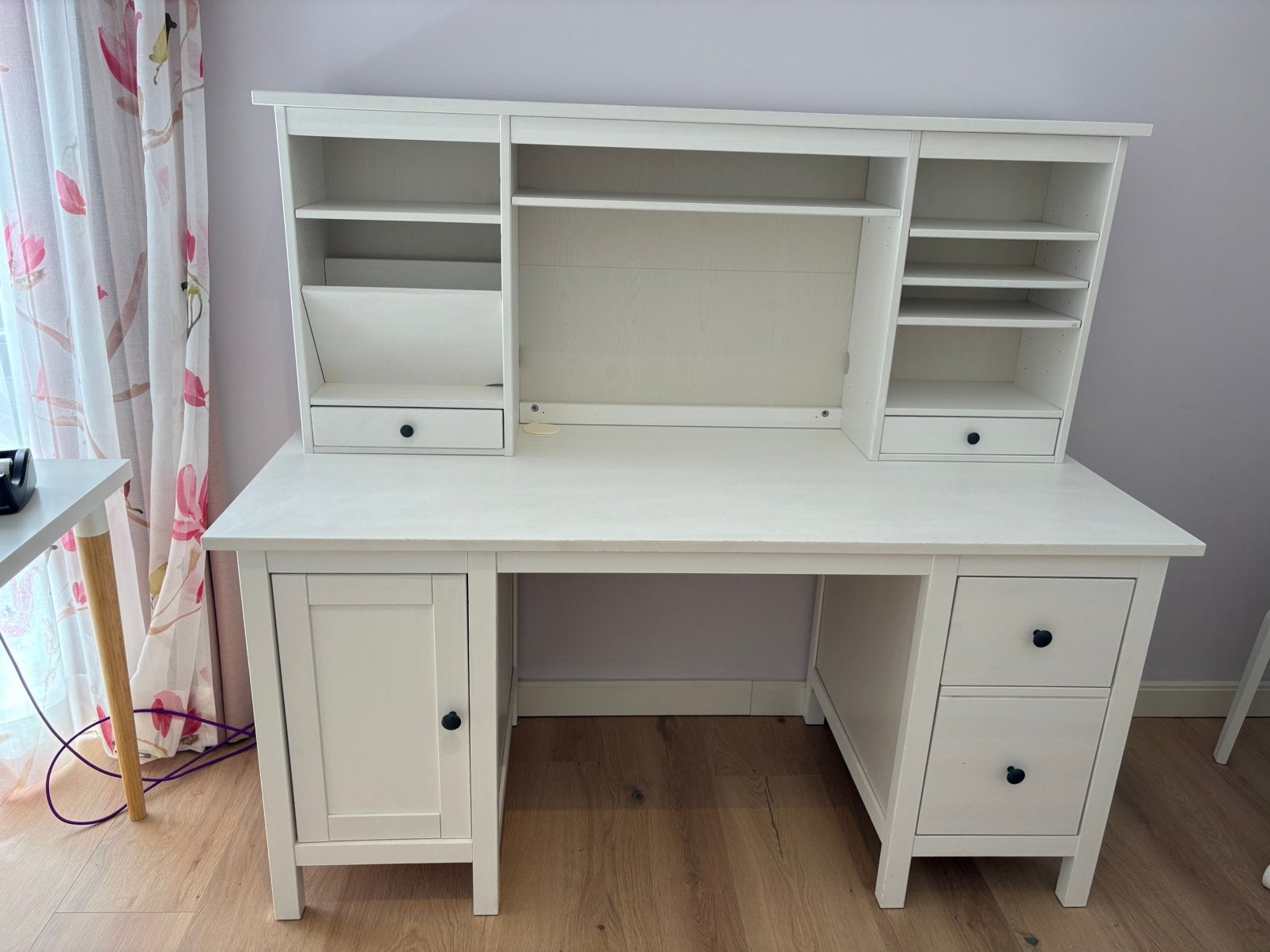 IKEA HEMNES bureau met opzetstuk – wit – veel opbergruimte, Ophalen, Gebruikt