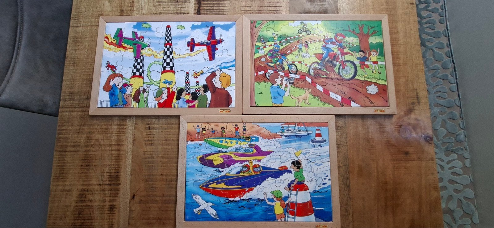 3 Educo houten puzzels, Kinderen en Baby's, Speelgoed | Kinderpuzzels, Ophalen of Verzenden, 10 tot 50 stukjes, Zo goed als nieuw