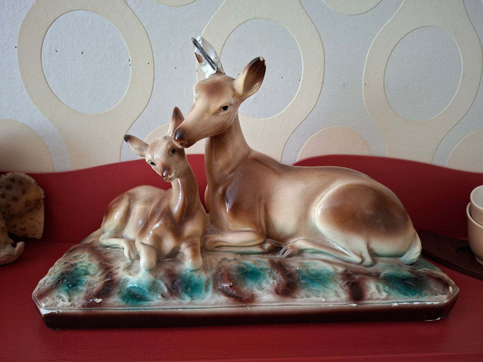 Vintage beeld hert met kalf, Antiek en Kunst, Ophalen