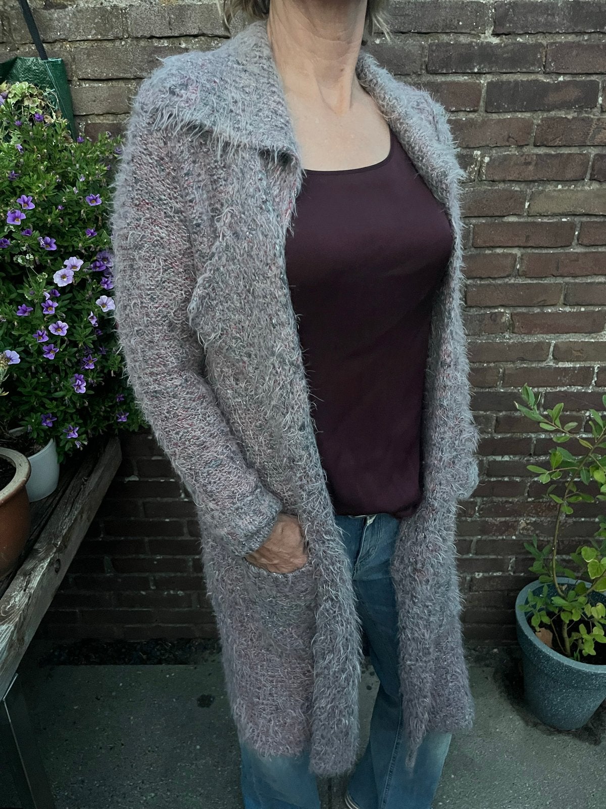 Claudia Sträter lang vest/jasje maat 38, Ophalen of Verzenden, Gedragen, Maat 38/40 (M), Grijs