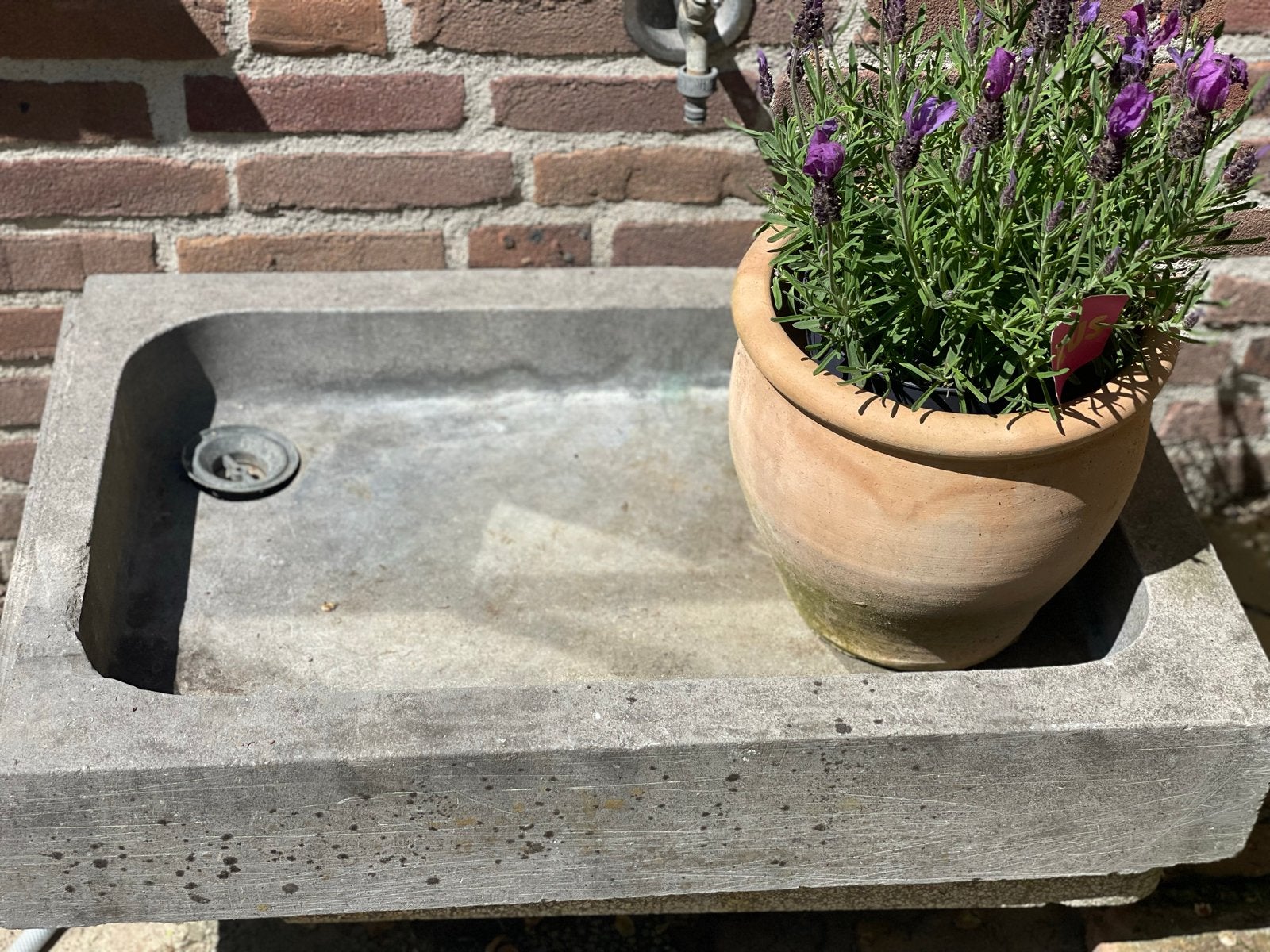 Trog hardsteen - Buiten wasbak / plantenbak, Ophalen, Steen, Gebruikt, Minder dan 30 cm