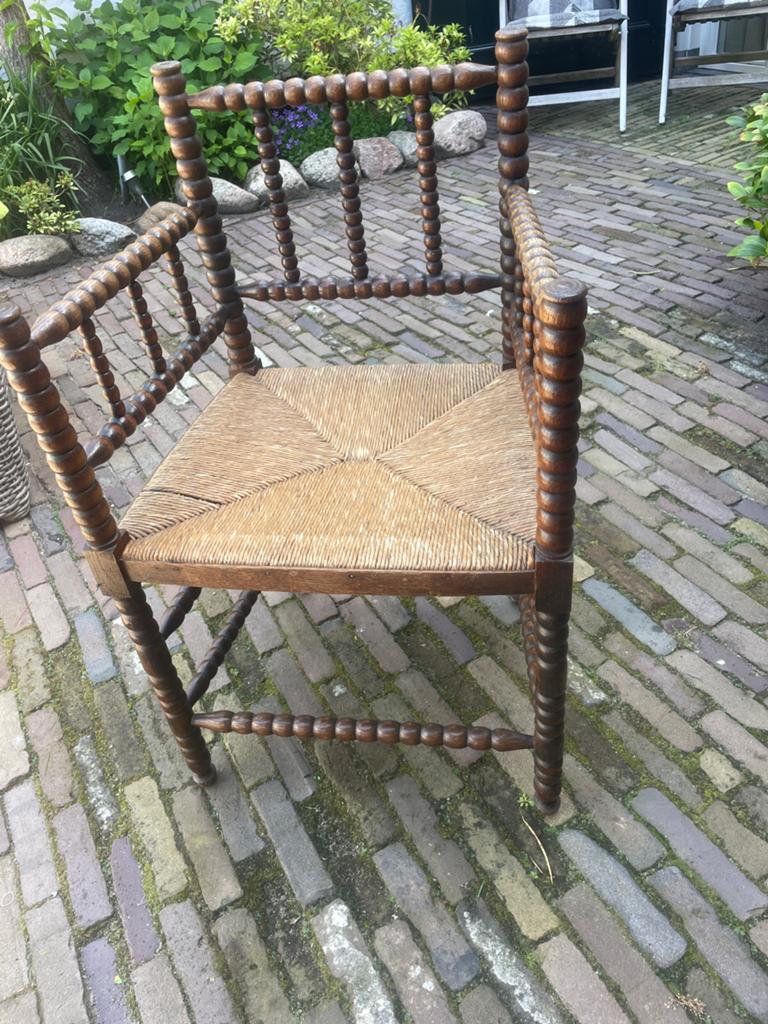 Antieke Spijlenstoel met Bies Zitting, Antiek en Kunst, Ophalen of Verzenden