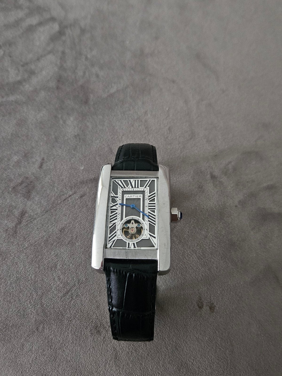 Stijlvol Cartier herenhorloge Tank Américaine stijl automaat, Overige merken, Zakhorloge, Leer, Nieuw